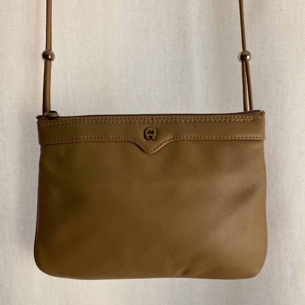 Vintage AIGNER Double Pouch Beige Crossbody Bag